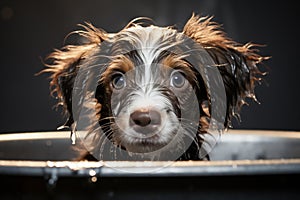 Cute puppy bath time wet fur, splashes, and absolute adorableness