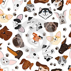 Cute puppy and dog mixed breed seamless pattern