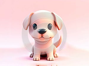 Cute puppy dog plush toy isolated on colorful background