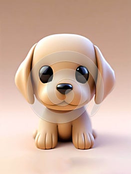 Cute puppy dog plush toy isolated on colorful background