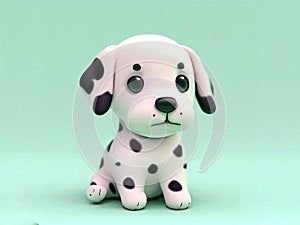 Cute puppy dog plush toy isolated on colorful background