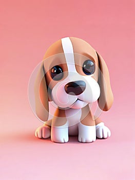 Cute puppy dog plush toy isolated on colorful background