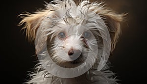 Cute puppy portrait, small terrier looking at camera indoors generated by AI