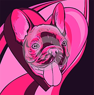 Cute puppy pug with heart vector illustration