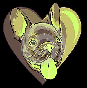 Cute puppy pug with heart vector illustration