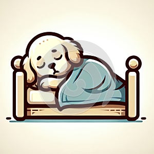 Cute Puppy Sleeping Peacefully in Bed