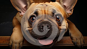 Cute puppy, small French Bulldog, sitting, looking at camera generated by AI