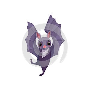 Cute purple bat funny creature cartoon character vector Illustration on a white background photo