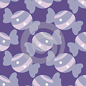 Cute purple candies, seamless pattern