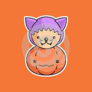 Cute purple cat for hallowen character