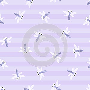 cute purple dragonfly doodle pattern