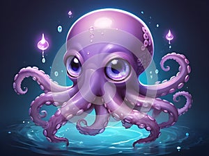 Cute purple octopus
