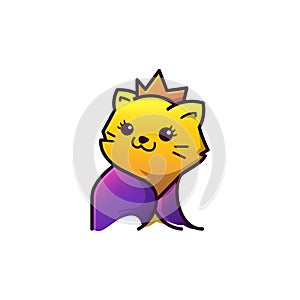 Cute Queen Princess Cat Kitten Cartoon Mascot Logo