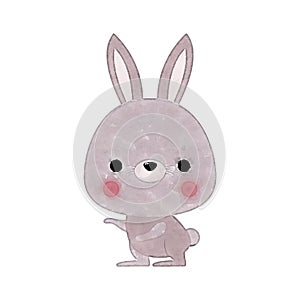 Cute rabbit animal watercolor style on a white background llustration vector.