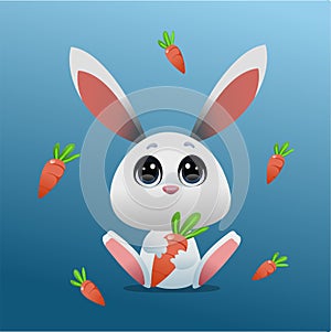 Cute Rabbit Cartoon Character Vector Illustration