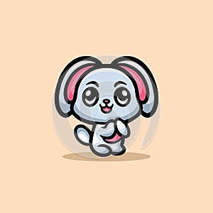 Cute Rabbit Cartoon Mascot Animal Vector Logo Design illustration