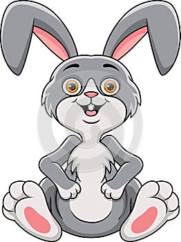 Cute rabbit cartoon sitting on white background