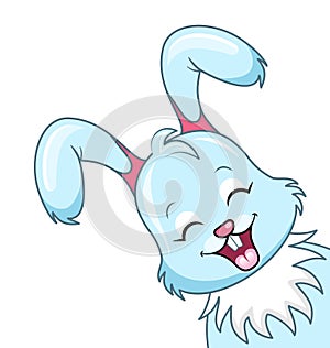 Cute Rabbit Cartoon, Smiling Bunny Isolated on White Background