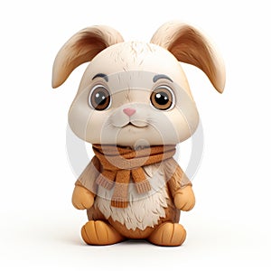 Cute Rabbit 3d Clay Render: Anime-inspired Toy Sculpture photo