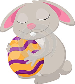 Cute rabbit with easter egg cartoon collection set