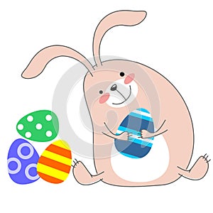 Cute rabbit with easter egg
