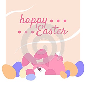 cute rabbit with eggs easter vector illustration design