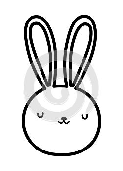 Cute rabbit face cartoon cloud thick line