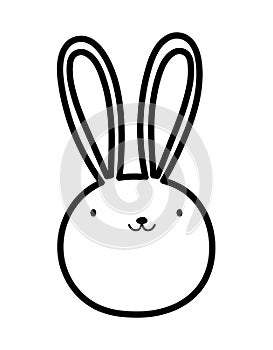 Cute rabbit face cartoon cloud thick line