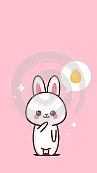 Cute rabbit happy easter bunny sticker spring holiday concept vertical greeting card