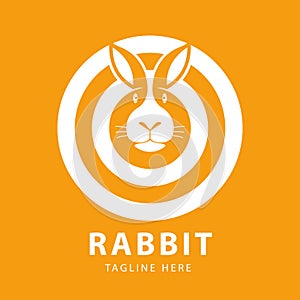 Cute Rabbit head logo circles design template