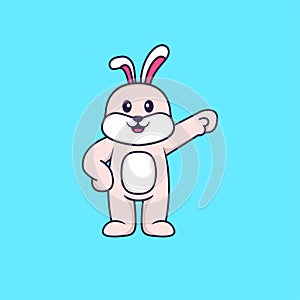 Cute rabbit hero. Animal cartoon concept isolated. Can used for t-shirt, greeting card, invitation card or mascot. Flat Cartoon