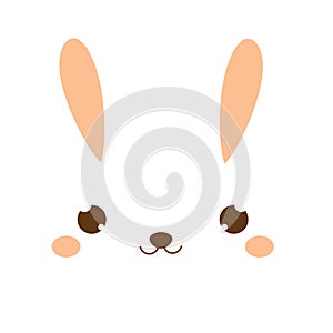 Cute rabbit. Kawaii Bunny. Sweet little Hare. Cartoon animal face for kids, toddlers and babies fashion