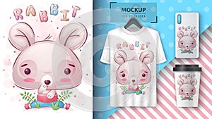 Cute rabbit - poster and merchandising.