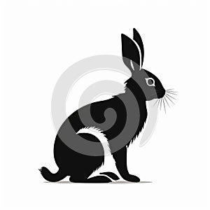 Cute Rabbit Silhouette On White Background