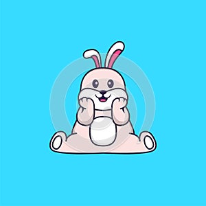 Cute rabbit is sitting. Animal cartoon concept isolated. Can used for t-shirt, greeting card, invitation card or mascot. Flat