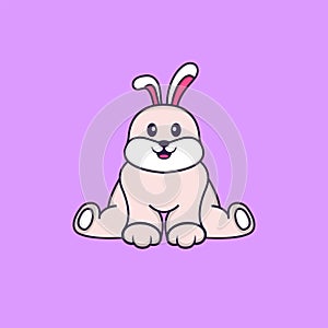 Cute rabbit is sitting. Animal cartoon concept isolated. Can used for t-shirt, greeting card, invitation card or mascot. Flat