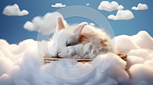 a cute rabbit sleeping on a cloud generative AI