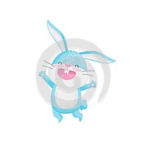 Cute rabbit on white background. Vector illustration.