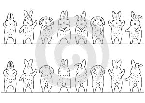 Cute rabbits border set