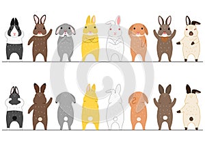 Cute rabbits border set