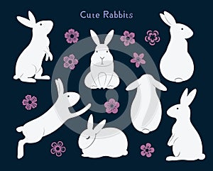 Cute rabbits set