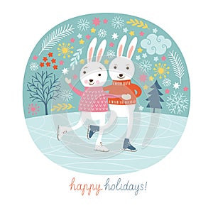Cute rabbits skate