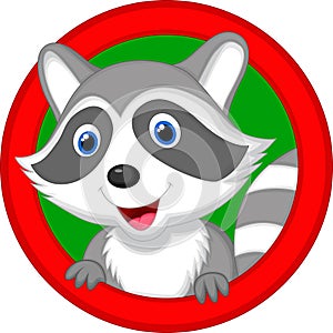 Cute raccoon cartoon posing