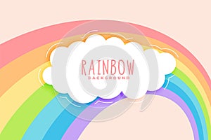 Cute rainbow and cloud in pastel colors background