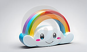 Cute Rainbow Clouds 3D Art Animated Graphic, Invitation Card Banner Website Design Background - ai generated