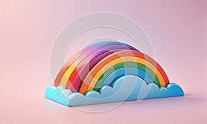 Cute Rainbow Clouds 3D Art Animated Graphic, Invitation Card Banner Website Design Background - ai generated