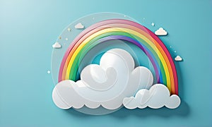 Cute Rainbow Clouds 3D Art Animated Graphic, Invitation Card Banner Website Design Background - ai generated