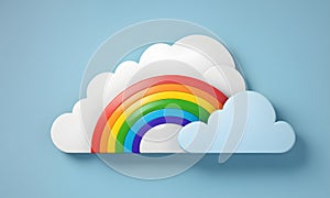Cute Rainbow Clouds 3D Art Animated Graphic, Invitation Card Banner Website Design Background - ai generated