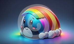 Cute Rainbow Clouds 3D Art Animated Graphic, Invitation Card Banner Website Design Background - ai generated