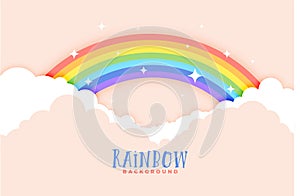 Cute rainbow and clouds pink background design